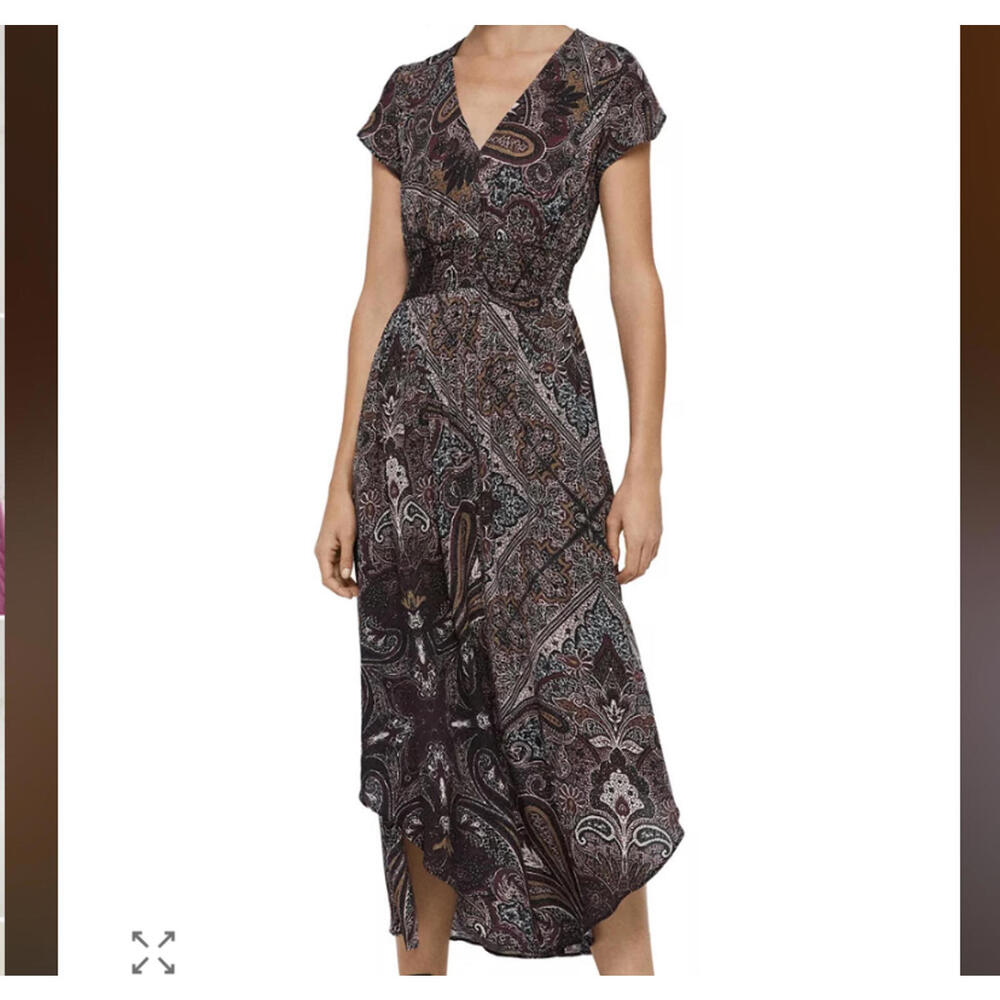 ALLSAINTS Leila purple black Paisley Maxi Dress sz S